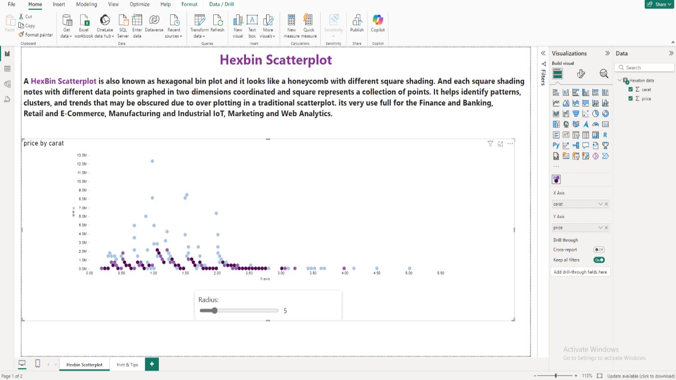 Power Bi Hexbin Scatterplot