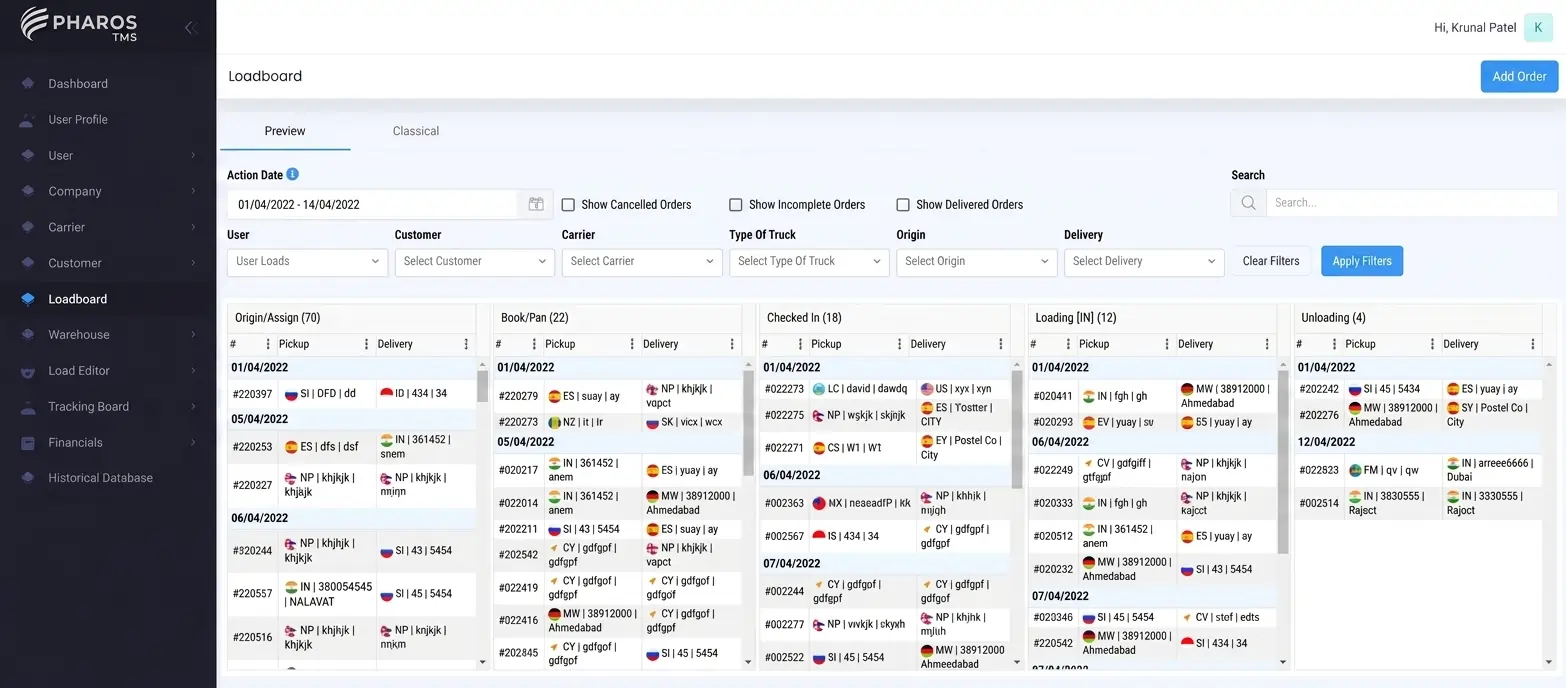 Logistics Truckload Board System