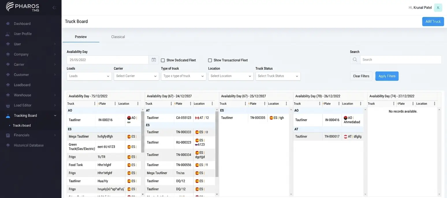 Logistics Truckload Board System