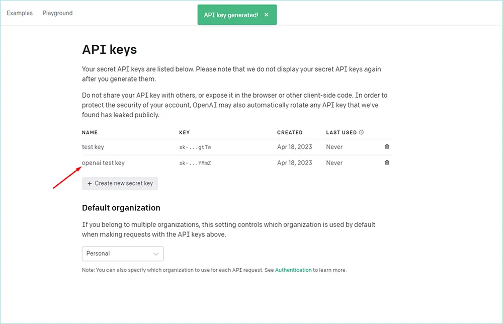 API key generated - iFour Technolab